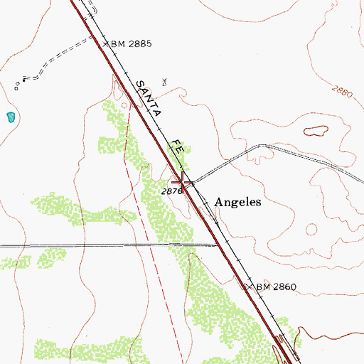Topographic Map of Angeles, TX