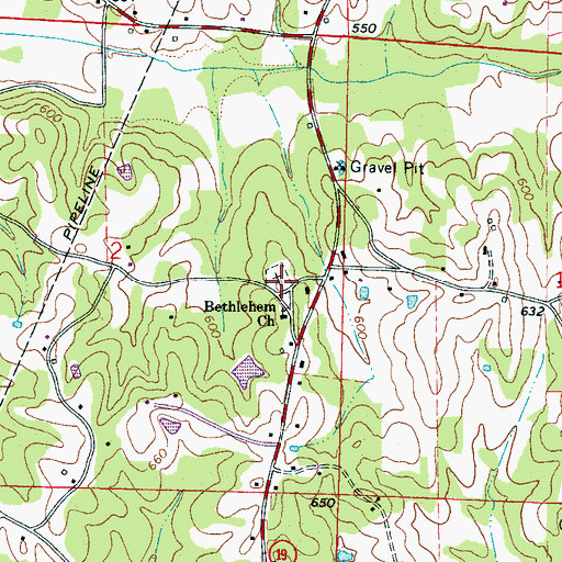 Topographic Map of Bethlehem Cemetery, AL