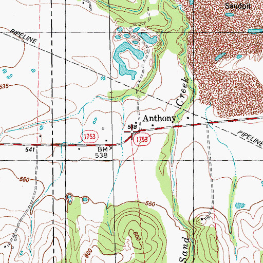 Topographic Map of Anthony, TX
