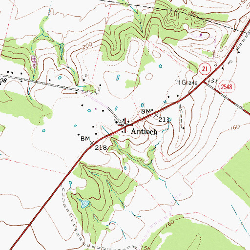 Topographic Map of Antioch, TX