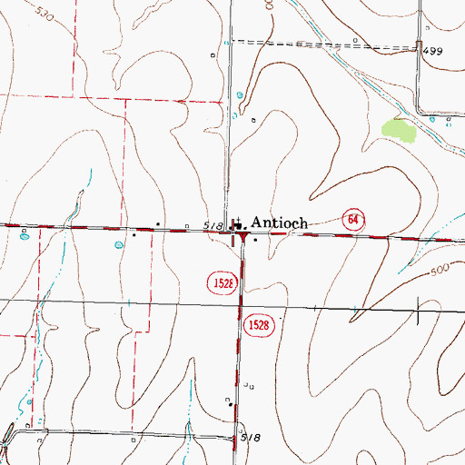 Topographic Map of Antioch, TX