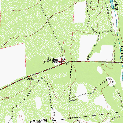 Topographic Map of Arden, TX