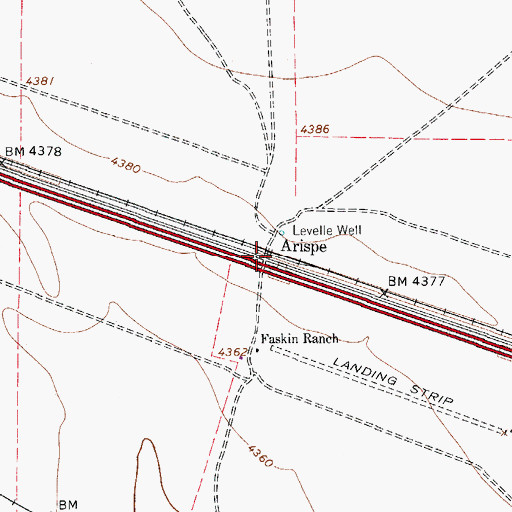 Topographic Map of Arispe, TX