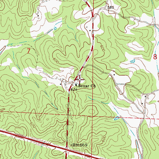Topographic Map of Bexar Cemetery, AL