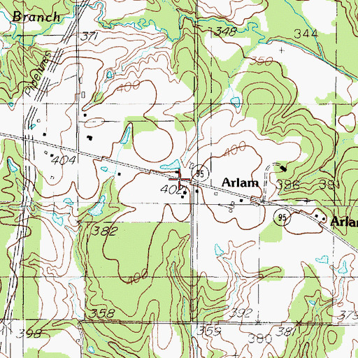 Topographic Map of Arlam, TX