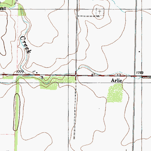 Topographic Map of Arlie, TX