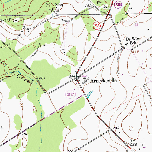 Topographic Map of Arneckeville, TX