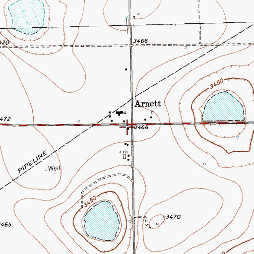 Topographic Map of Arnett, TX