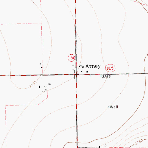 Topographic Map of Arney, TX