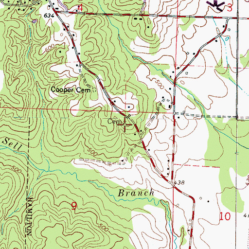 Topographic Map of Bishop Cemetery, AL