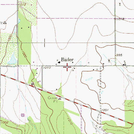 Topographic Map of Bader, TX
