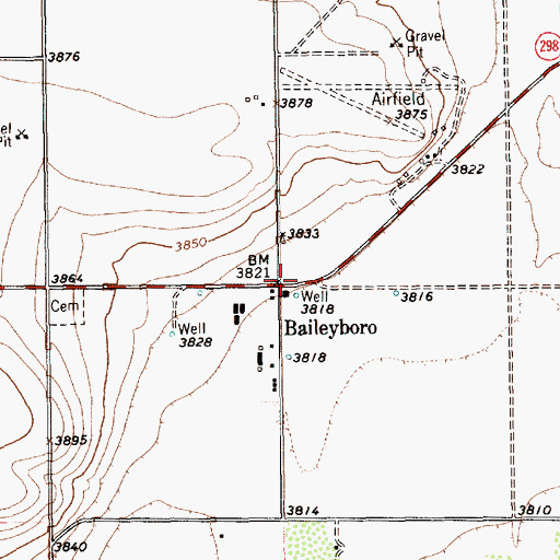 Topographic Map of Baileyboro, TX