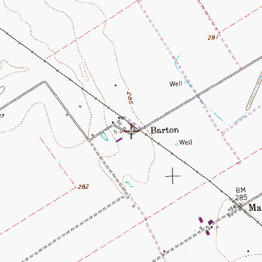 Topographic Map of Barton, TX