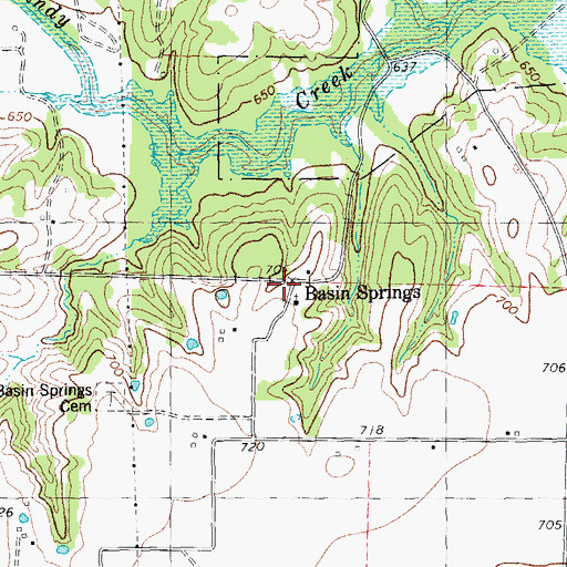 Topographic Map of Basin Springs, TX