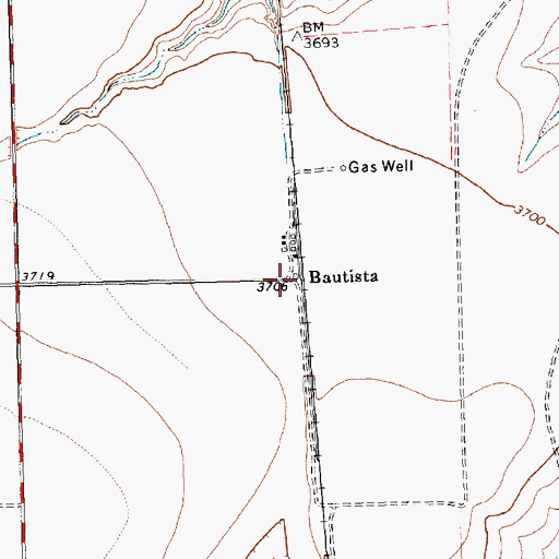 Topographic Map of Bautista, TX