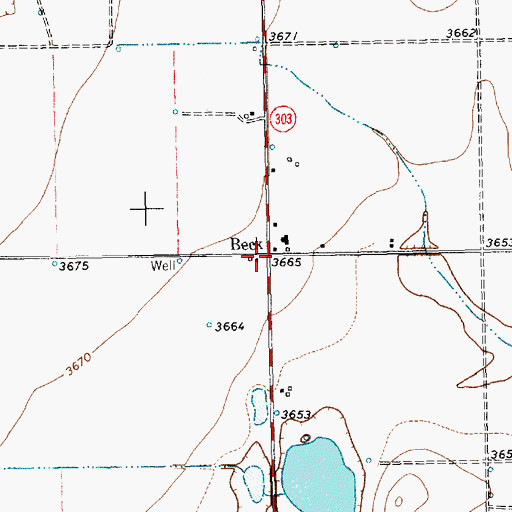 Topographic Map of Beck, TX