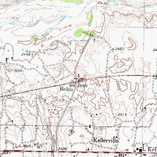 Topographic Map of Bellco, TX
