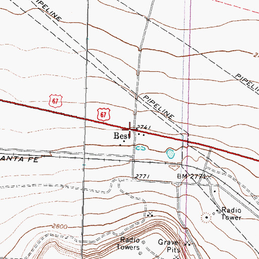 Topographic Map of Best, TX