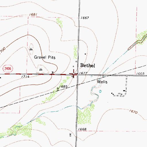 Topographic Map of Bethel, TX
