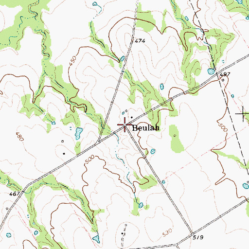 Topographic Map of Beulah, TX