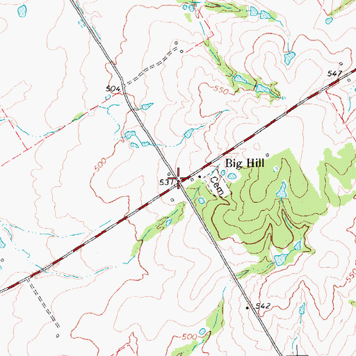 Topographic Map of Big Hill, TX
