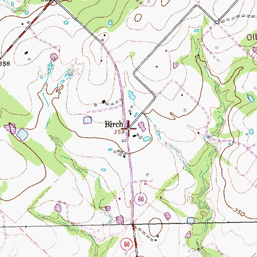 Topographic Map of Birch, TX