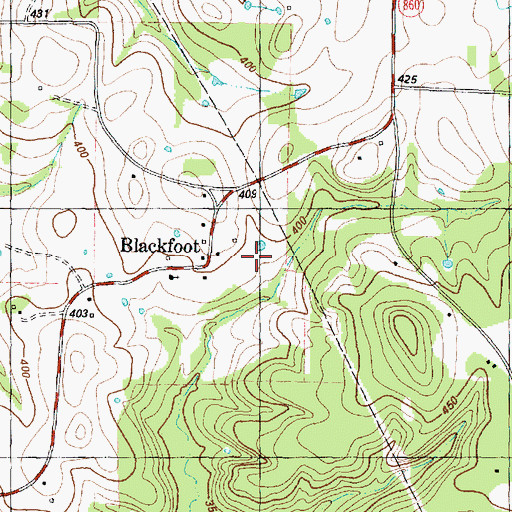Topographic Map of Blackfoot, TX