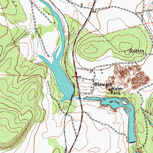 Topographic Map of Blewett, TX