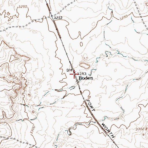 Topographic Map of Boden, TX