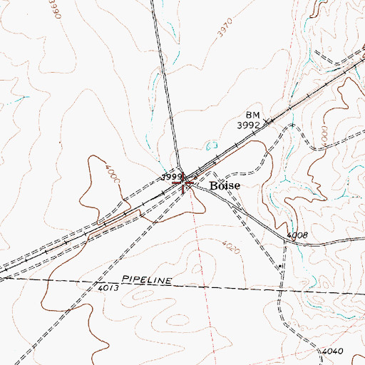 Topographic Map of Boise, TX