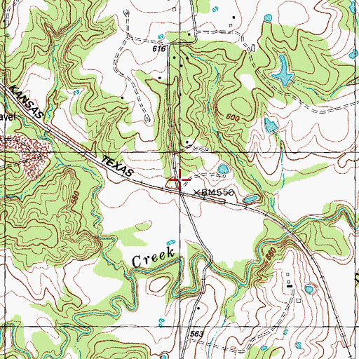 Topographic Map of Bona, TX