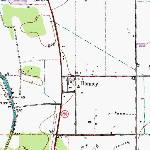 Topographic Map of Bonney, TX