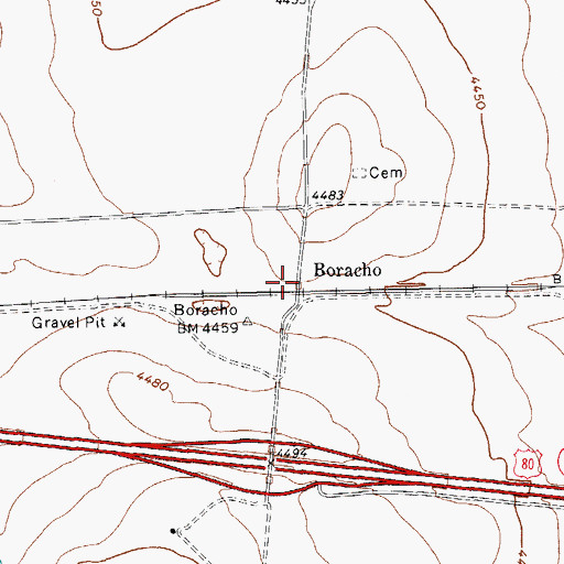 Topographic Map of Boracho, TX