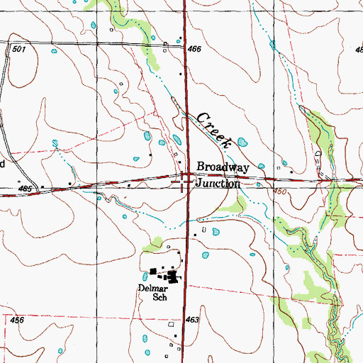 Topographic Map of Broadway Junction, TX