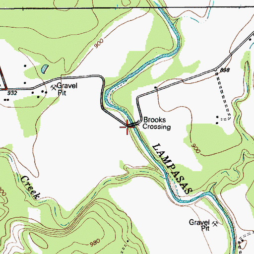 Topographic Map of Brooks Crossing, TX