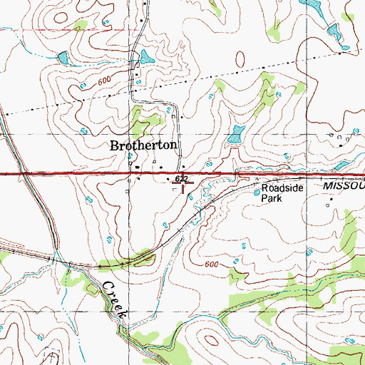 Topographic Map of Brotherton, TX