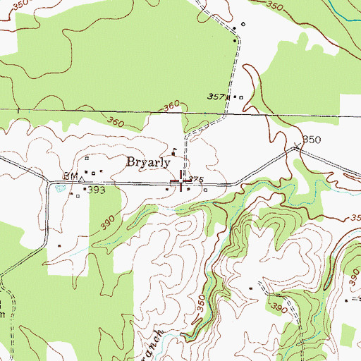 Topographic Map of Bryarly, TX