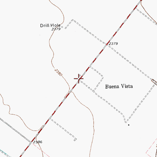 Topographic Map of Buena Vista, TX