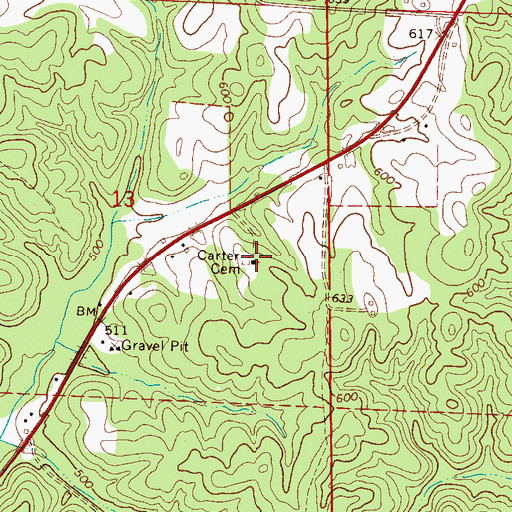 Topographic Map of Carter Methodist Church, AL