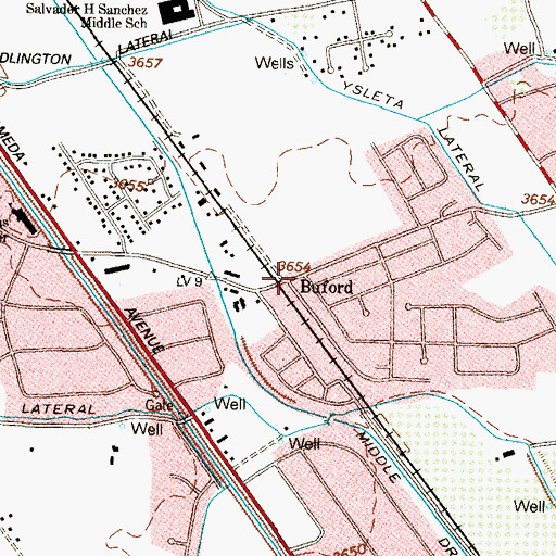 Topographic Map of Buford, TX