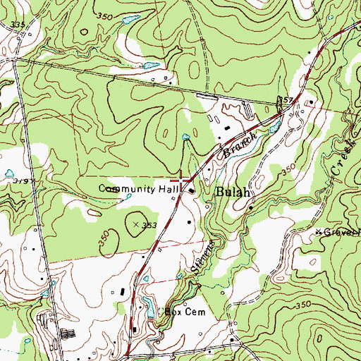 Topographic Map of Bulah, TX