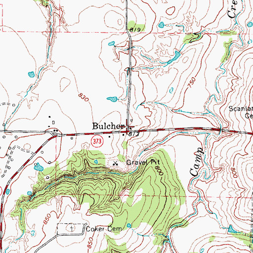 Topographic Map of Bulcher, TX
