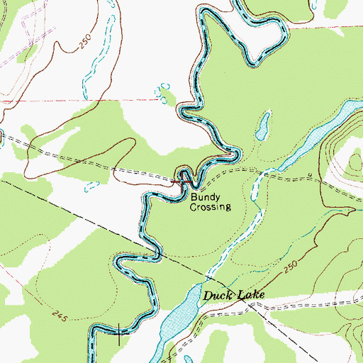 Topographic Map of Bundy Crossing, TX