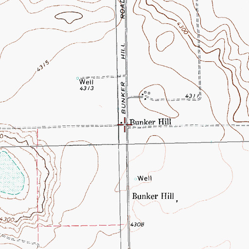 Topographic Map of Bunker Hill, TX