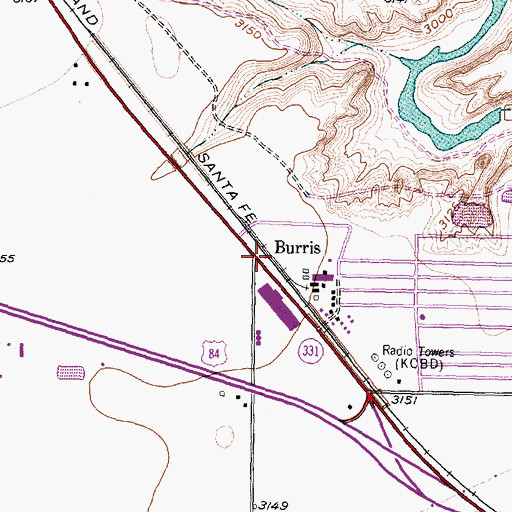 Topographic Map of Burris, TX