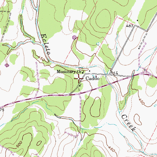 Topographic Map of Caddo, TX