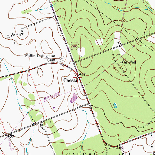 Topographic Map of Caesar, TX