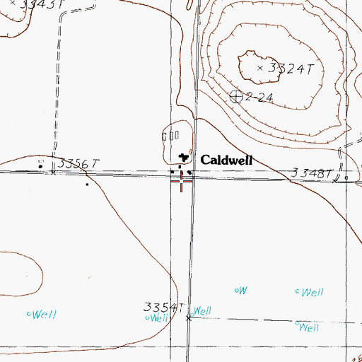 Topographic Map of Caldwell, TX