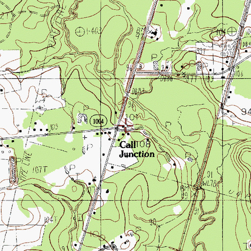 Topographic Map of Call Junction, TX