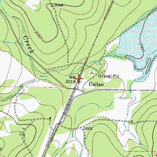 Topographic Map of Callan, TX
